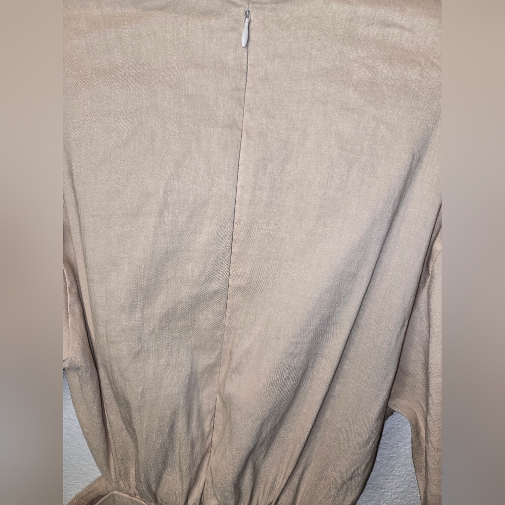 Zara Linen Blend Cutout Dress in Tan - Picture 8 of 9